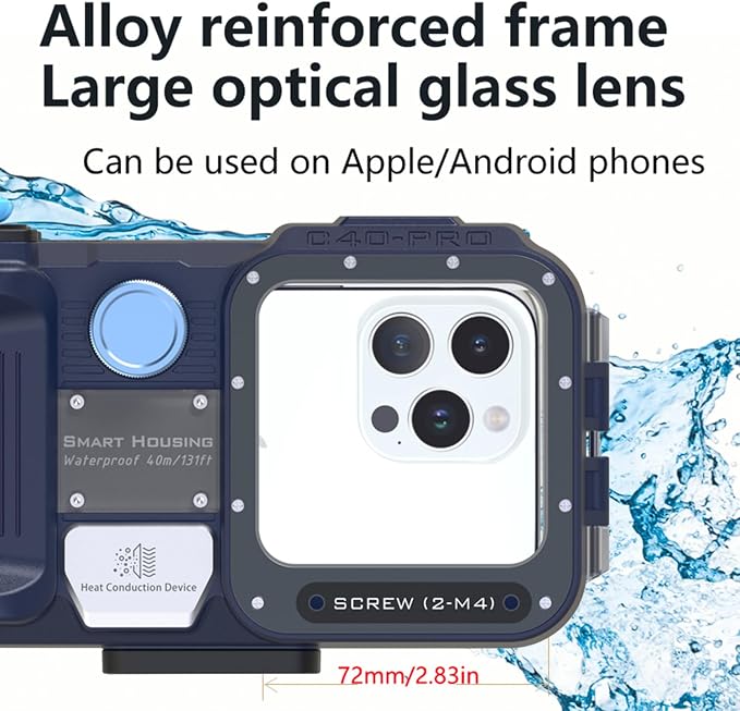 Universal Underwater Phone Case for Snorkeling and Diving, [131FT/40M] Professional Scuba Dive Waterproof Phone Case for iPhone and Android, Easy Camera Controls/Underwater Photo & Video