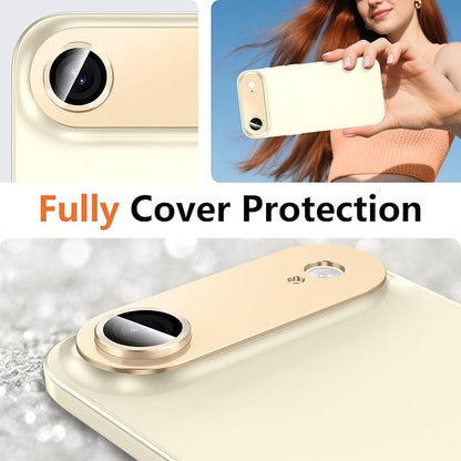 for iPhone 17 Air Camera Lens Protector, [Military Grade Shatterproof] [Strong Adsorption] [Case Friendly] Full Coverage Metal Aluminum Alloy 9H Tempered Glass Camera Screen Cover, Gold