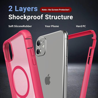 jaroco Magnetic for iPhone 11 Case, [Compatible with MagSafe][Military Grade Drop Protection][Heavy Duty Protection][Non-Slip][Shockproof] 2-Layer Durable Bumper Phone Case 6.1''-Rose