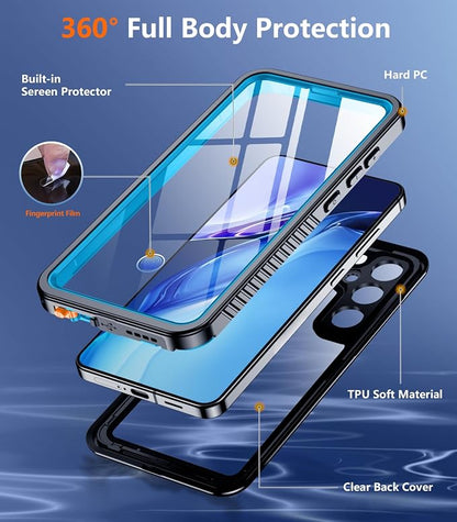 Temdan Designed for Samsung Galaxy S25 Plus Case Waterproof,Built-in Lens&Screen Protector Military Shockproof Dropproof IP68 Underwater Full Body Phone Case for Galaxy S25 5G Plus 6.7"LightBlue(2025)