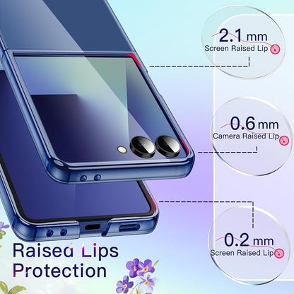 JETech Clear Case for Samsung Galaxy Z Flip 7, Blue Shadow | Crystal Clear Back, Hard PC Construction, Slim Fit, Shockproof Protection