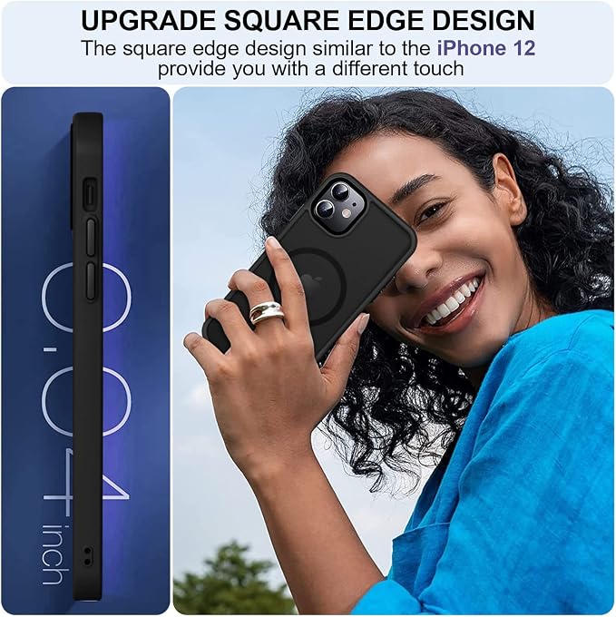 MOCCA Strong Magnetic for iPhone 11 Phone Case,[Compatible with Magsafe][Glass Screen Protector+Camera Lens Protector] Slim Thin Shockproof Cover Case for iPhone 11 6.1 inch, Black