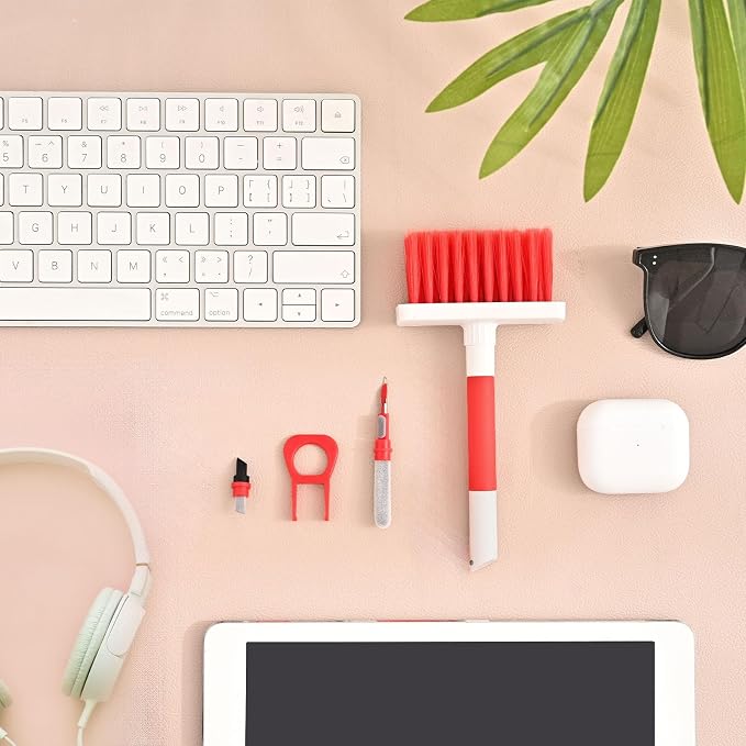 Soft Brush Keyboard Cleaner, Computer Cleaning Tool Kit, 7 in 1 Multipurpose Corner Slit Duster Keycap Puller and Soft Microfiber Brush for Bluetooth Headset Lego Airpods Laptop Camera Lens