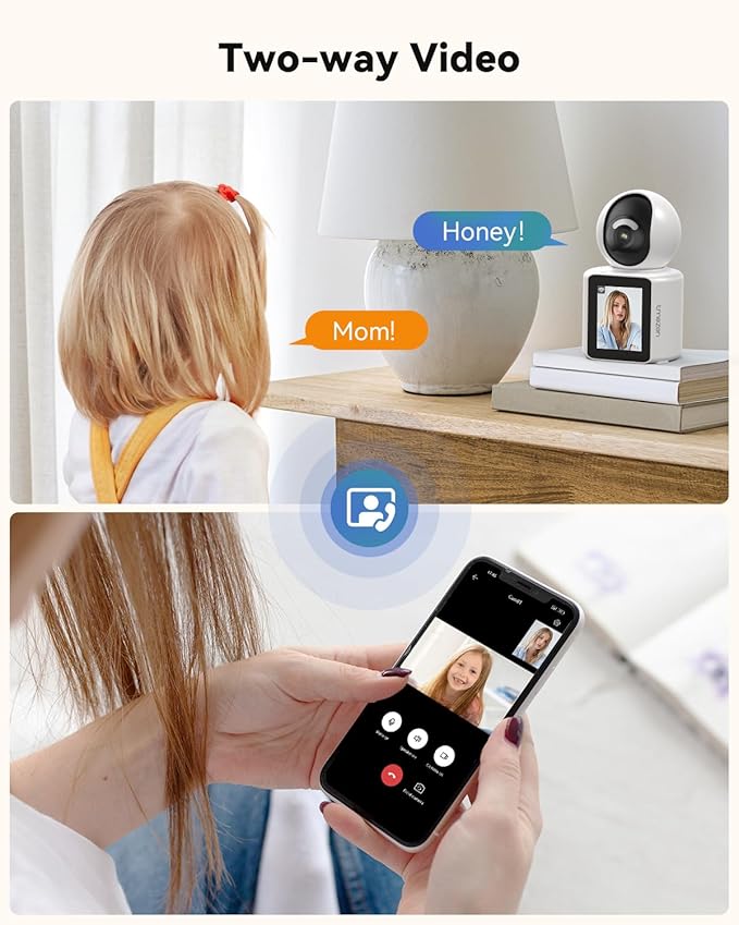 TMEZON 2pk Two Way Audio Video Pet Dog Camera with Speaker Video Calling Devices for Grandparents Wireless Security Camera Indoor Monitor 1080P with Phone app Motion Detection