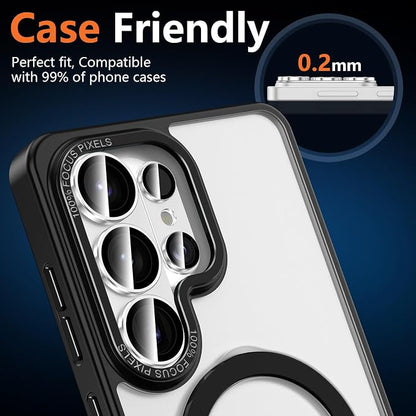 for Samsung Galaxy S26 Ultra Camera Lens Protector, Electroplated Matte Back with 9H Tempered Glass Lens Protector, [Strong Adsorption] [Case-Friendly] Metal Ring HD Clear Lens Cover, Slivery