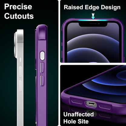360° Magnetic Swivel Ring for iPhone 12 case, Built-in Metal Stand and Ring Holder, Magsafe Compatible, Military Grade Protection, Shockproof - Purple