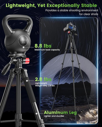 CAMBOFOTO 74"-Camera-Tripod, Porfessional Aluminum Heavy Duty Tripod Stand for Mirrorless Camera/DSLR/Cell Phone/Camcorder, with Holder and Travel Bag