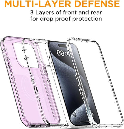 AICase for iPhone 15 Pro Max Case Clear 3 in 1 Heavy Duty Drop Protection Full Body Rugged Shockproof/Dust Proof 3-Layer Military Protective Tough Durable Cover for iPhone 15 Pro Max 6.7"_5