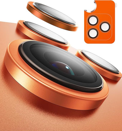 TORRAS 3-Year Ultimate Durability for iPhone 17 Pro Max/17 Pro Camera Lens Protector-1:1 Invisible Fit & Ultra Clarity, Military-Grade 9H+ Aerospace Glass Anti-Scratch Easy Installation, Cosmic Orange