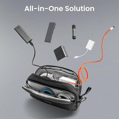 tomtoc Electronic Organizer Travel Case, Dual Compartment Tech Organization | Water Resistant Cable Pouch Storage Bag for Charger, Cord, Phone, Hard Drive, Power Bank, Accessories Travel Essentials