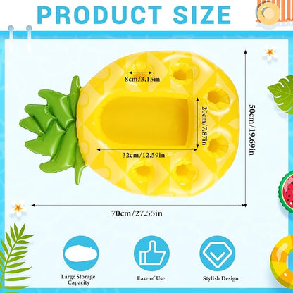 FillTouch Floating Drink Holder for Pool, Floating Cabana Bar, Hot Tub Drink Holder for Adults, Inflatable Pool Accessories(Classic Pineapple)