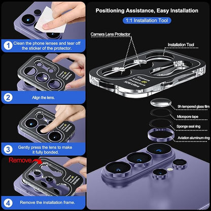 WSKEN for Samsung Galaxy S26 Ultra Camera Lens Protector - Ultra Thin Case Friendly, 9H Shatterproof Tempered Glass with Anti Scratch Metal Circle Camera Screen Protector Cover Accessories, Violet