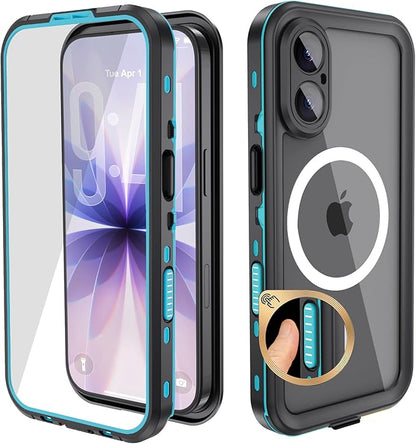 Beasyjoy for iPhone 17 Case Waterproof, Built-in Screen Protector & Full Body Protection, Heavy Duty Rugged Military Shockproof Dustproof Case for Outdoor, Compatible with MagSafe, 6.3 inch Blue