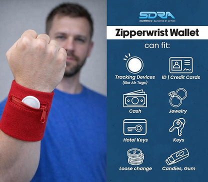 Suddora Zipper Wrist Pouch - Sweatband/Wristband Wallet for Keys, ID, Cards, Cash