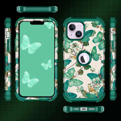 Casetego for iPhone 13 Case,iPhone 14 Case,Three Layer Heavy Duty Sturdy Shockproof Protection Full Rugged Hard PC+Soft TPU Bumper Protective Girls Case for Apple iPhone 13/14 6.1 inch,Sap Green