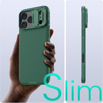 Nillkin for iPhone 17 Pro Case with Slide Camera Cover, Thin Slim Fit, Shockproof Protective, Protector Privacy, Phone Case iPhone 17 Pro Camera Lens Protector 6.3 inch, Green