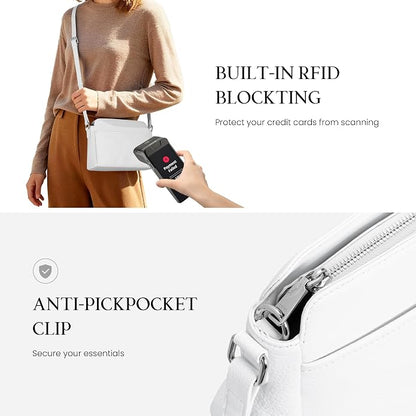 befen Anti-theft Crossbody Bag for Women Genuine Leather, Small Cross Body Shoulder Handbags with RFID Card Slots