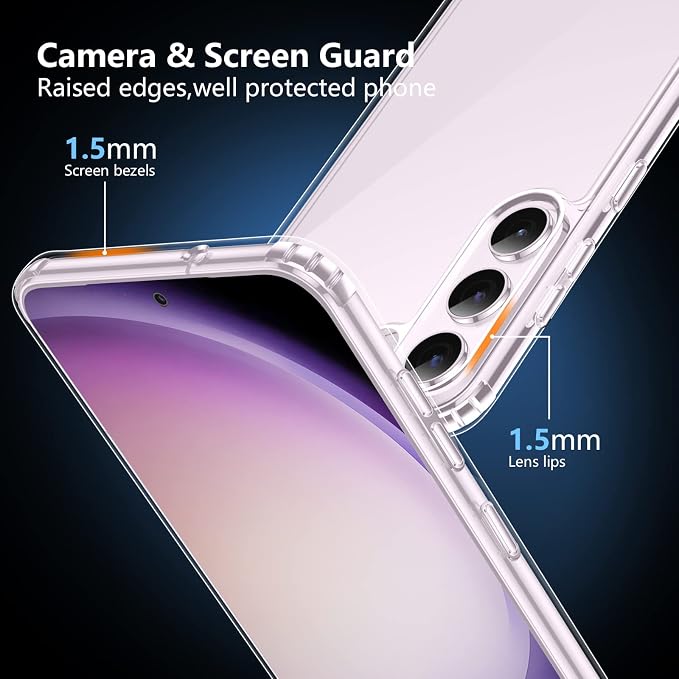 SPIDERCASE Designed for Samsung Galaxy S23 Case, [10 FT Military Grade Drop Protection], 2 Pack [Tempered Glass Screen Protector+Camera Lens Protector] Heavy Duty Shockproof Case, Clear