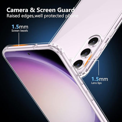 SPIDERCASE Designed for Samsung Galaxy S23 Case, [10 FT Military Grade Drop Protection], 2 Pack [Tempered Glass Screen Protector+Camera Lens Protector] Heavy Duty Shockproof Case, Clear