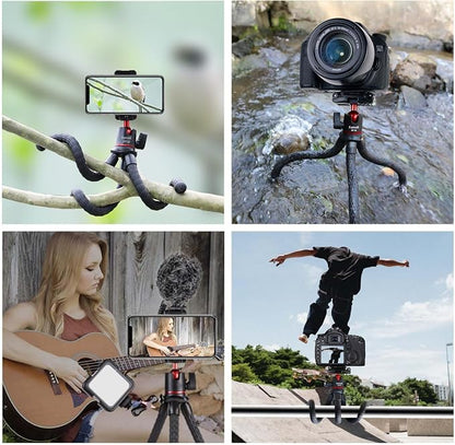 Portable Camera Tripod, Mini Flexible Stand for Phone with Cold Shoe Phone Mount for iPhone Camera Gopro Travel