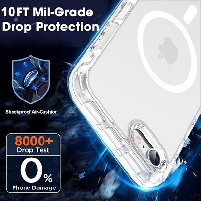 MOCCA Strong Magnetic for iPhone SE Case 2022/iPhone SE 2020 Case/iPhone 7 Case/iPhone 8 Case [Anti Yellowing][Compatible with Magsafe] Slim Thin Protective Cover Phone Case for iPhone SE/8/7, Clear