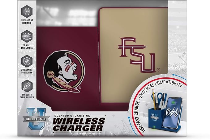 SOAR NCAA Unisex Cell Phone Wireless Charging Stand and Desktop Organizer