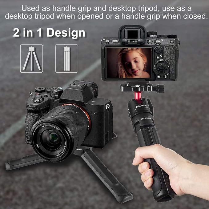MINIFOCUS Camera Tripod, Desktop Tabletop Stand Compact Tripod with 1/4" Screw, Phone Tripod Stand for Gimbal Stabilizer Webcam Phone Holder Selfie Stick and All DSLR Cameras
