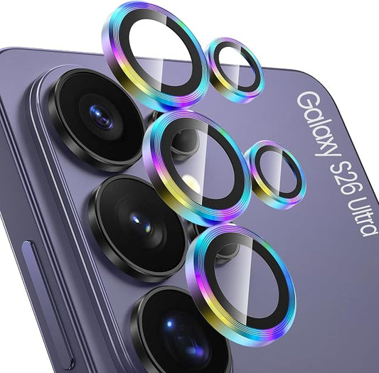 Tensea (3+2PCS Compatible with Samsung Galaxy S26 Ultra Camera Lens Protector, 9H Tempered Glass Camera Cover Screen Protector Metal Individual Ring [Installation Tray][Case Friendly]