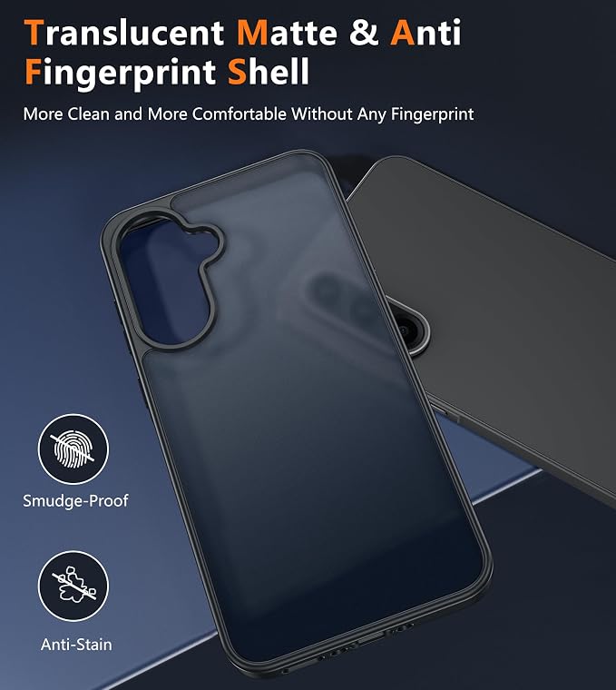 FNTCASE for Samsung Galaxy A36-5G Case: for Galaxy A56 5G Case Frosted Translucent Matte Shockproof Slim Protective Case - Military Grade Drop Proof Anti-Fingerprint Hard Back Phone Cover - 6.7 inch