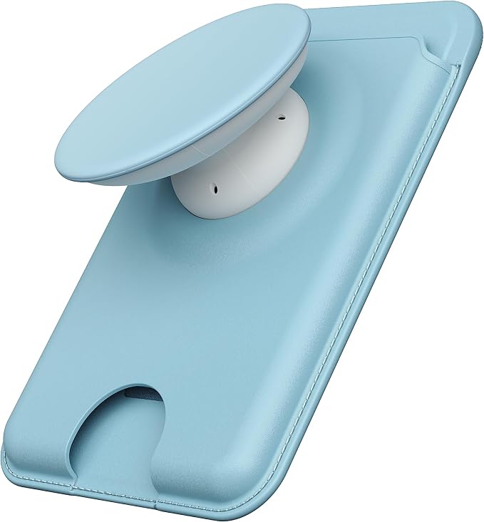 Sinjimoru for MagSafe Phone Grip, Compatible with MagSafe wallet, Soft Magnetic Finger Grip, with 3 Card Holder for iPhone, M-Tap Tok Wallet Blue