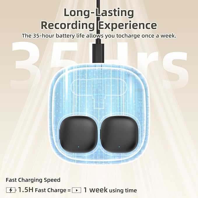 Wireless Lavalier Microphone for iPhone 16 15 Android - Ai Noise Cancelling Mini Phone Microphone USB C Magnetic Mic with 35H Charging Case for Video Recording Tiktok YouTube Vlogging