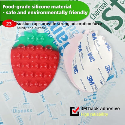 CIEO Silicone Phone Grip, Strong Suction, Fruit Shaped Phone Holder,Suitable for Selfies and Videos on Mirrors, bathrooms and Smooth Surfaces, Compatible with iPhone, Samsung.(Strawberry Shaped, red)