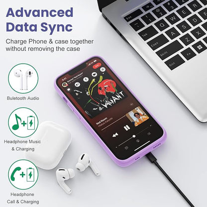 Battery Case for iPhone 13/13Pro/14,7500mah Ultra-Slim Protective Charging Case,Portable Rechargeable Expandable Battery Charger Cover Compatible with iPhone 13/13Pro/14 (6.1 Inch)-Purple