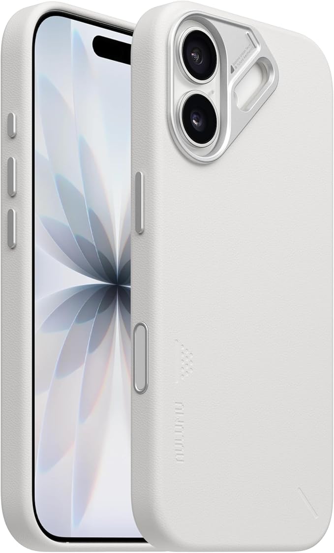 Aulumu A17 Vegan Leather iPhone 17 Case | Camera Control | Luxury Comfort | Compatible with MagSafe | Complete Wrap-Around - White