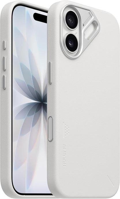 Aulumu A17 Vegan Leather iPhone 17 Case | Camera Control | Luxury Comfort | Compatible with MagSafe | Complete Wrap-Around - White