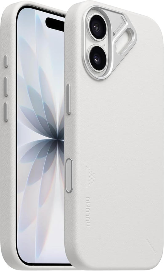 Aulumu A17 Vegan Leather iPhone 17 Case | Camera Control | Luxury Comfort | Compatible with MagSafe | Complete Wrap-Around - White