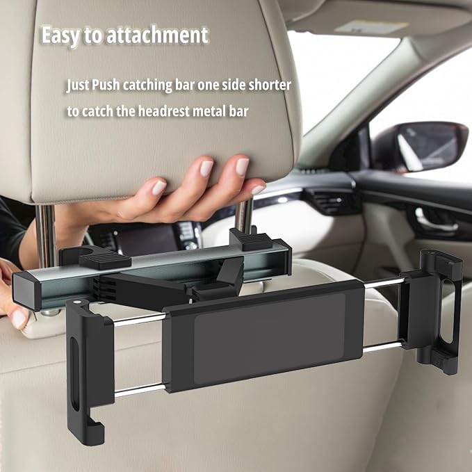 Backseat Headrest Adjustable Tablet Holder for Car Mount Cellphone Stand 360° Swivel Rotating Angle Compatible with ipad/Plus/pro/All 4.7-10.5" Cellphones and Tablet Blue