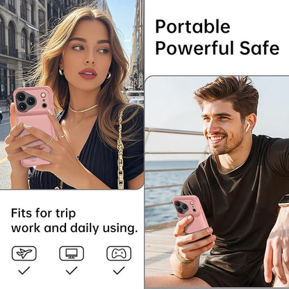 GIN FOXI Battery Case for iPhone 17 Pro Max, Charging Case Charger 8500mAh Ultra-Slim Lightweight Powerful Battery Pack 15W Fast Rechargeable Anti-Fall TPU Juice Box for 17 Pro Max (6.9") Pink