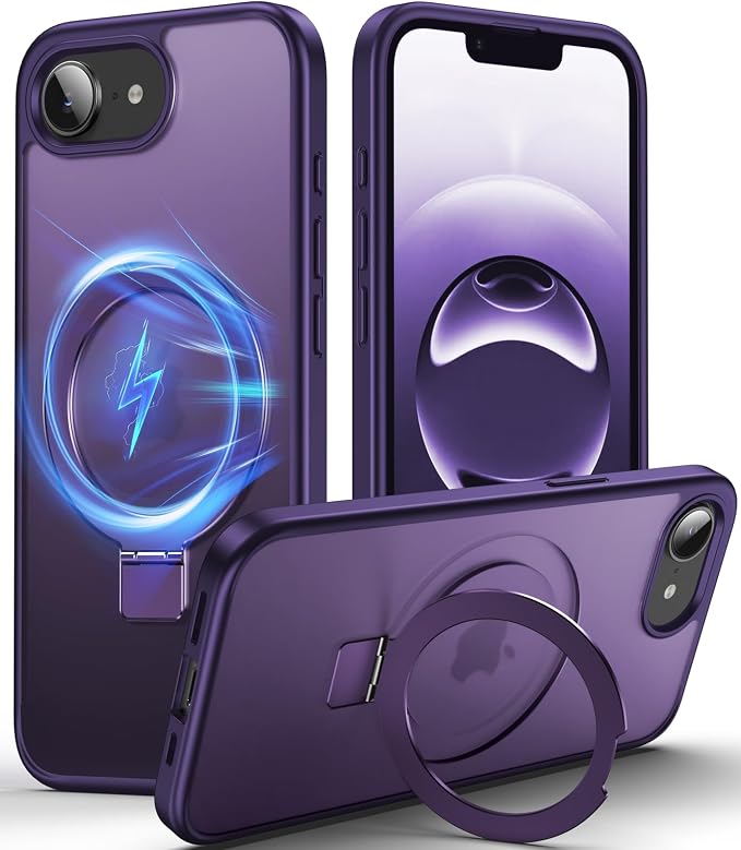 Chicfun 3-in-1 [Magnetic+Kickstand+Ring Holder] for iPhone 17e Case & iPhone 16e case with Stand Compatible with MagSafe, Military Shockproof Protective iPhone 17e Phone Case Kickstand Cover Purple