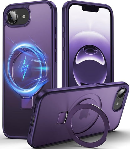 Chicfun 3-in-1 [Magnetic+Kickstand+Ring Holder] for iPhone 17e Case & iPhone 16e case with Stand Compatible with MagSafe, Military Shockproof Protective iPhone 17e Phone Case Kickstand Cover Purple