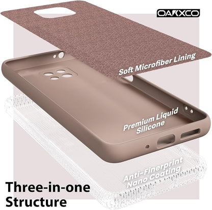 oakxco for Motorola Moto G Power 2021 Phone Case Liquid Silicone, Thin Slim Soft Rubber Gel TPU Plain Simple Cover for Women Girl Cute, Matte Solid Color, Brown Khaki Nude