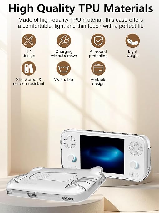 TPU Protective Case for AYANEO Pocket S mini Handheld Game Console, Full-Body Protective Cover with Precise Cutout, Shockproof Dustproof Protector Sleeve & Scratch-Resistant Sleeve (Clear)