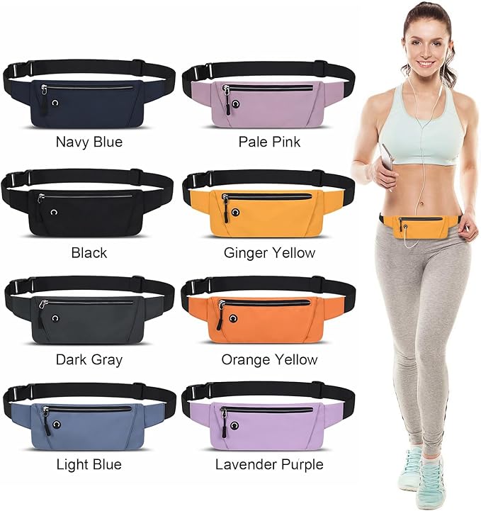Lightweight Running Belt for Phone with Waterproof Fanny Pack, Adjustable Buckle, and Earphone Port - Store Essentials Snugly for Fitness, Cycling, and Travel, Black, One Size, Sport, XYB-1