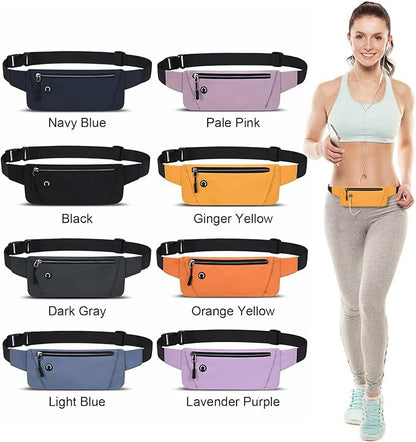 Lightweight Running Belt for Phone with Waterproof Fanny Pack, Adjustable Buckle, and Earphone Port - Store Essentials Snugly for Fitness, Cycling, and Travel, Black, One Size, Sport, XYB-1