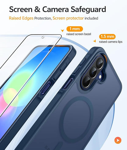 FNTCASE for Galaxy A27 5G Phone Case, Fit for Magsafe, Screen Protector | Translucent Matte, 14FT Military Grade Drop Protection, Slim Shockproof Protective, for Samsung A 27 4G Cover, Blue