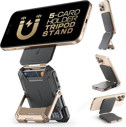 SUPCASE for MagSafe Wallet with Stand, Magnetic Wallet for Men, [Hold 5 Cards] [Adjustable Stand] [RFID Blocking] Phone Stand Credit Card Holder Tripod for iPhone 17/16/15/14/13/12 Series, Desert