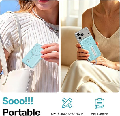 Q Magnetic Wireless Portable Charger 10,000mAh, Travel Essentials Power Bank with Built-in Cables & Foldable Stand, External Battery Pack Compatible with iPhone 17/16/15/14/13/12, Apple Watch