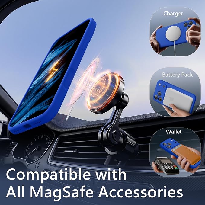 FireNova Magnetic for iPhone 17 Pro Max Case, Compatible with MagSafe, [Integrated Silicone Camera Control Button] [Camera Protection] Anti-Scratch Microfiber Lining Phone Case, 6.9", Klein Blue
