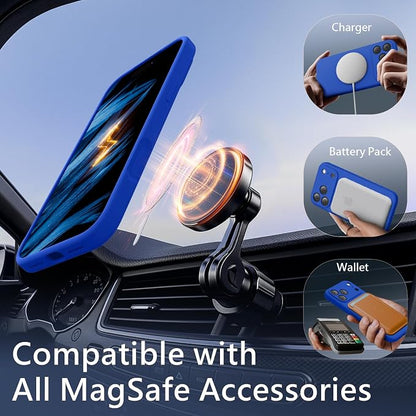 FireNova Magnetic for iPhone 17 Pro Max Case, Compatible with MagSafe, [Integrated Silicone Camera Control Button] [Camera Protection] Anti-Scratch Microfiber Lining Phone Case, 6.9", Klein Blue