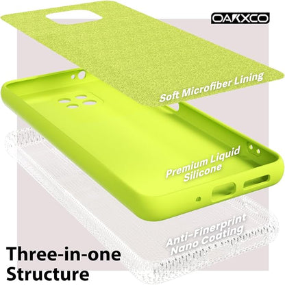 oakxco for Motorola Moto G Power 2021 Phone Case Liquid Silicone, Neon Bright Solid Color, Thin Slim Soft Rubber Gel Matte TPU Plain Simple Cover for Women, Lime Neon Green